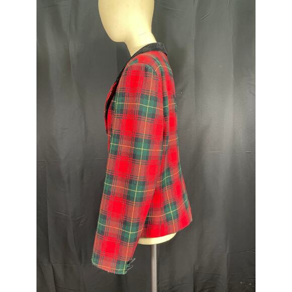 Vintage Norton McNaughton Wool Red Plaid Blazer, Button Up, Pockets - Picture 2 of 8